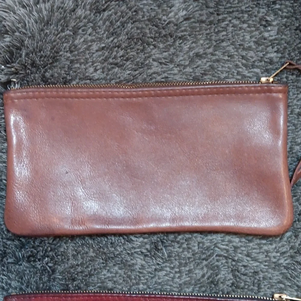 Vintage Swadeshi Leatherworks Clutch Lot Of 2 Maroon Brown